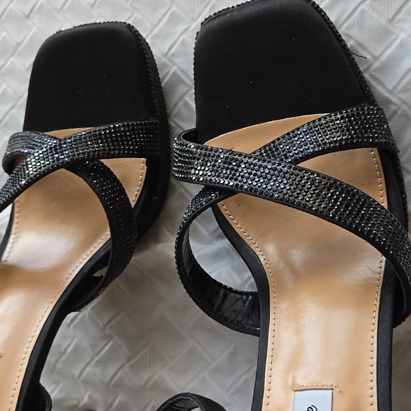 Lady Couture Black Strass Strappy High Heels Prom - Picture 3 of 11